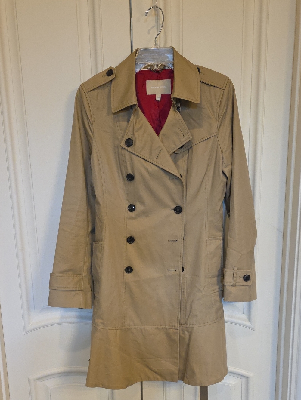 Banana Republic Tan Trench Coat with Red Interior
